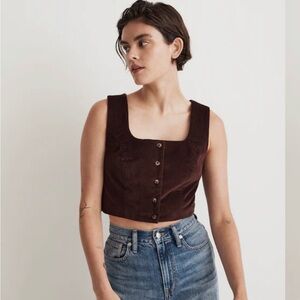 Madewell Dark Brown Corduroy Crop Top